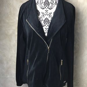 NWT Calvin Klein Black Velor Zip Jacket